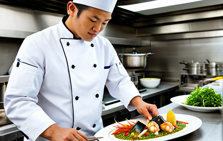 다문화 요리사 경력관리 - Global Chef**

"A professional chef, fully clothed in a pristine white chef's coat and hat, skillful...