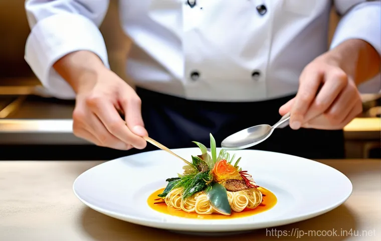 다문화 요리사의 글로벌 트렌드 해석 - **A Diverse Culinary Fusion**
    "A talented, multicultural chef, dressed in a pristine chef's jack...