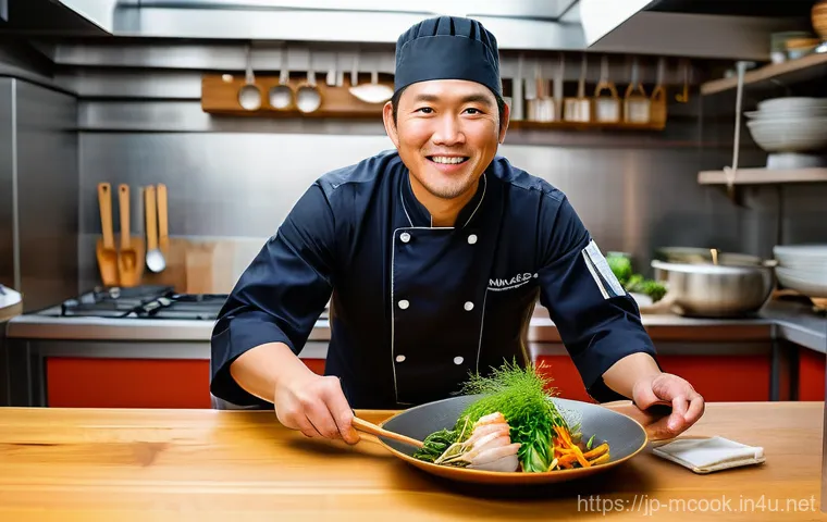 다문화 요리사와 외식업계 변화 - Prompt 1: 海外のシェフによる和洋折衷料理 (Fusion Cuisine by an Overseas Chef)**