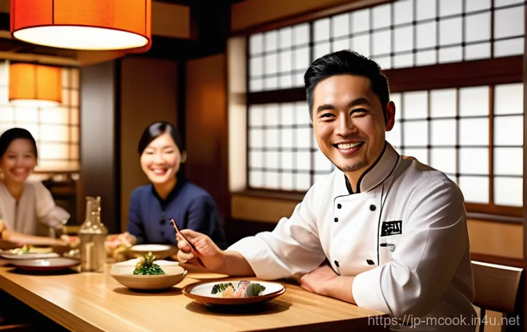 다문화 요리사의 고용 안정성 - **A close-up shot of a chef's hands meticulously creating a beautiful fusion dish.** The chef, weari...